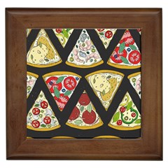 Vector-seamless-pattern-with-italian-pizza-top-view Framed Tile by uniart180623