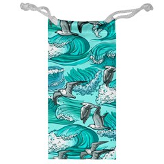 Sea-waves-seamless-pattern Jewelry Bag by uniart180623