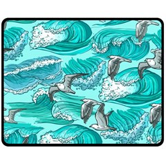 Sea-waves-seamless-pattern Fleece Blanket (medium) by uniart180623