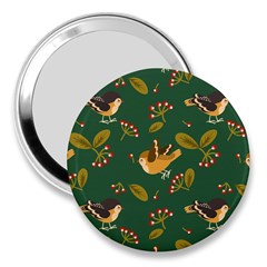 Cute-seamless-pattern-bird-with-berries-leaves 3  Handbag Mirrors by uniart180623