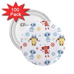 Cute-cartoon-robots-seamless-pattern 2.25  Buttons (100 pack)  Front