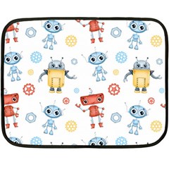 Cute-cartoon-robots-seamless-pattern Fleece Blanket (mini) by uniart180623