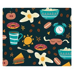 Seamless-pattern-with-breakfast-symbols-morning-coffee Two Sides Premium Plush Fleece Blanket (small) by uniart180623