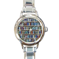 Bookshelf Round Italian Charm Watch by uniart180623