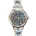 Bookshelf Round Italian Charm Watch Front