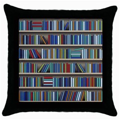 Bookshelf Throw Pillow Case (black) by uniart180623