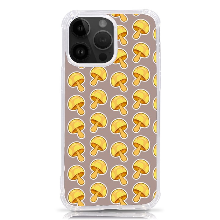 Yellow-mushroom-pattern iPhone 14 Pro Max TPU UV Print Case