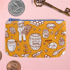 Vector-honey-element-doodle-seamless-pattern-with-beehive-beeke Large Coin Purse by uniart180623