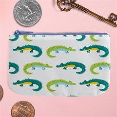 Cute-cartoon-alligator-kids-seamless-pattern-with-green-nahd-drawn-crocodiles Large Coin Purse by uniart180623