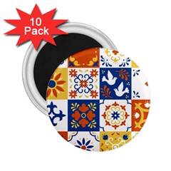 Mexican-talavera-pattern-ceramic-tiles-with-flower-leaves-bird-ornaments-traditional-majolica-style- 2 25  Magnets (10 Pack)  by uniart180623