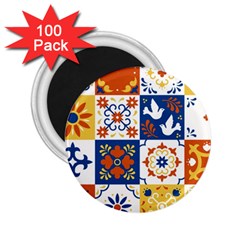 Mexican-talavera-pattern-ceramic-tiles-with-flower-leaves-bird-ornaments-traditional-majolica-style- 2 25  Magnets (100 Pack)  by uniart180623