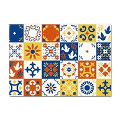 Mexican-talavera-pattern-ceramic-tiles-with-flower-leaves-bird-ornaments-traditional-majolica-style- Sticker A4 (10 Pack) by uniart180623