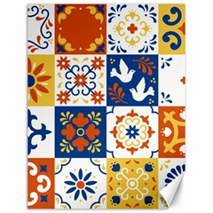 Mexican-talavera-pattern-ceramic-tiles-with-flower-leaves-bird-ornaments-traditional-majolica-style- Canvas 12  X 16  by uniart180623