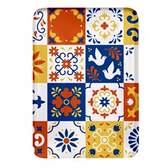 Mexican-talavera-pattern-ceramic-tiles-with-flower-leaves-bird-ornaments-traditional-majolica-style- Rectangular Glass Fridge Magnet (4 Pack) by uniart180623