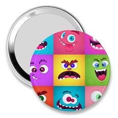 Monsters-emotions-scary-faces-masks-with-mouth-eyes-aliens-monsters-emoticon-set 3  Handbag Mirrors by uniart180623