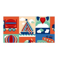 Toy-transport-cartoon-seamless-pattern-with-airplane-aerostat-sail-yacht-vector-illustration Satin Wrap 35  X 70  by uniart180623