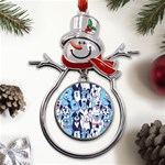 Dogs Seamless Pattern Metal Snowman Ornament Front