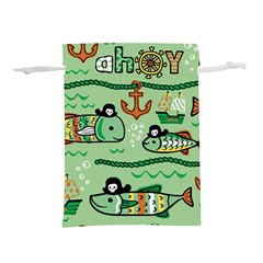 Seamless Pattern Fishes Pirates Cartoon Lightweight Drawstring Pouch (l) by uniart180623