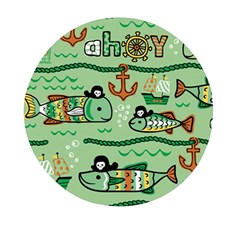 Seamless Pattern Fishes Pirates Cartoon Mini Round Pill Box (pack Of 5) by uniart180623