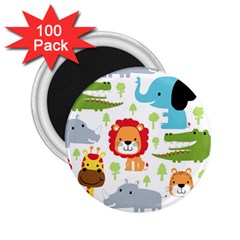 Seamless-pattern-vector-with-animals-cartoon 2 25  Magnets (100 Pack)  by uniart180623