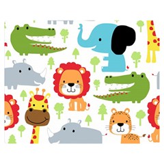 Seamless-pattern-vector-with-animals-cartoon Two Sides Premium Plush Fleece Blanket (medium) by uniart180623