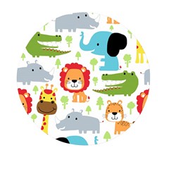 Seamless-pattern-vector-with-animals-cartoon Mini Round Pill Box by uniart180623