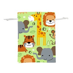 Seamless-pattern-vector-with-animals-wildlife-cartoon Lightweight Drawstring Pouch (s) by uniart180623