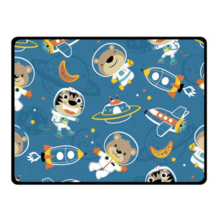 Seamless-pattern-funny-astronaut-outer-space-transportation Two Sides Fleece Blanket (Small)