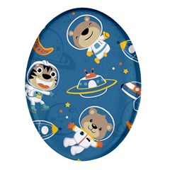 Seamless-pattern-funny-astronaut-outer-space-transportation Oval Glass Fridge Magnet (4 Pack) by uniart180623