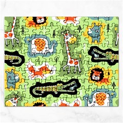 Seamless-pattern-with-wildlife-animals-cartoon Rectangular Jigsaw Puzzl by uniart180623