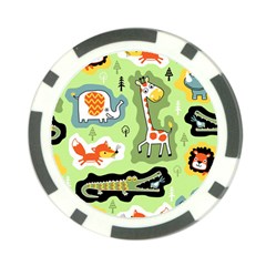 Seamless-pattern-with-wildlife-animals-cartoon Poker Chip Card Guard by uniart180623