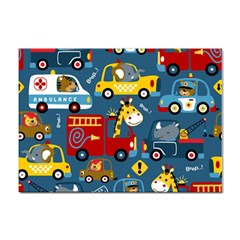 Seamless-pattern-vehicles-cartoon-with-funny-drivers Sticker A4 (10 Pack) by uniart180623