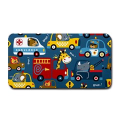 Seamless-pattern-vehicles-cartoon-with-funny-drivers Medium Bar Mat by uniart180623