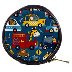 Seamless-pattern-vehicles-cartoon-with-funny-drivers Mini Makeup Bag by uniart180623