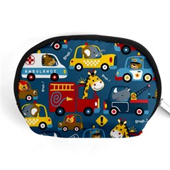 Seamless-pattern-vehicles-cartoon-with-funny-drivers Accessory Pouch (medium) by uniart180623