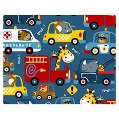 Seamless-pattern-vehicles-cartoon-with-funny-drivers Two Sides Premium Plush Fleece Blanket (medium) by uniart180623