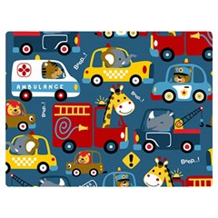 Seamless-pattern-vehicles-cartoon-with-funny-drivers Premium Plush Fleece Blanket (extra Small) by uniart180623