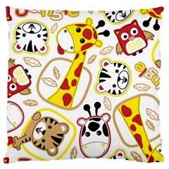 Vector-seamless-pattern-nice-animals-cartoon Large Premium Plush Fleece Cushion Case (two Sides) by uniart180623