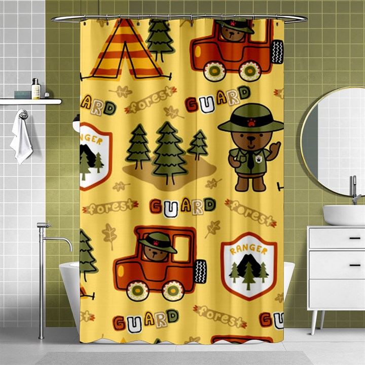 Seamless-pattern-funny-ranger-cartoon Shower Curtain 48  x 72  (Small) 