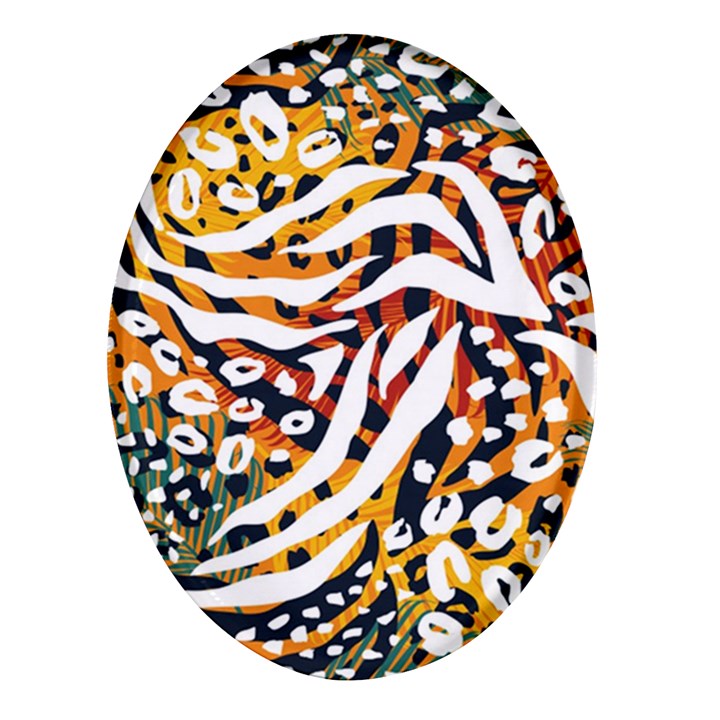 Abstract-geometric-seamless-pattern-with-animal-print Oval Glass Fridge Magnet (4 pack)