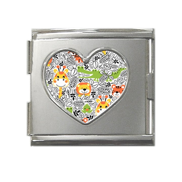 Seamless-pattern-with-wildlife-cartoon Mega Link Heart Italian Charm (18mm)