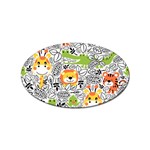 Seamless-pattern-with-wildlife-cartoon Sticker (Oval) Front