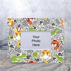 Seamless-pattern-with-wildlife-cartoon White Tabletop Photo Frame 4 x6  by uniart180623