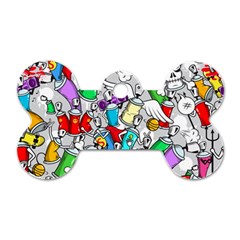 Graffiti-characters-seamless-pattern Dog Tag Bone (one Side) by uniart180623