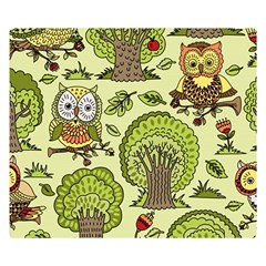 Seamless-pattern-with-trees-owls Premium Plush Fleece Blanket (small) by uniart180623