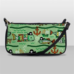 Seamless-pattern-fishes-pirates-cartoon Shoulder Clutch Bag by uniart180623