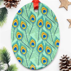 Lovely-peacock-feather-pattern-with-flat-design Oval Ornament (two Sides) by uniart180623