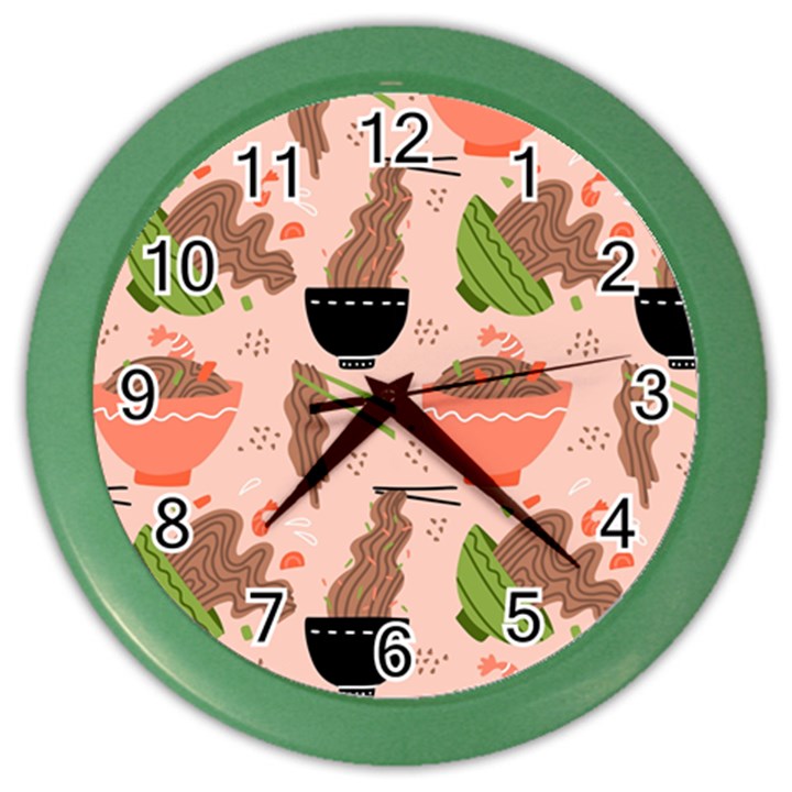 Japanese Street Food  Soba Noodle In Bowls Color Wall Clock