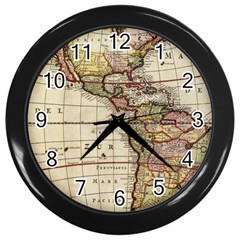 Vintage World Map Old  Globe Antique America Wall Clock (black) by uniart180623