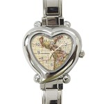 Vintage World Map Old  Globe Antique America Heart Italian Charm Watch Front